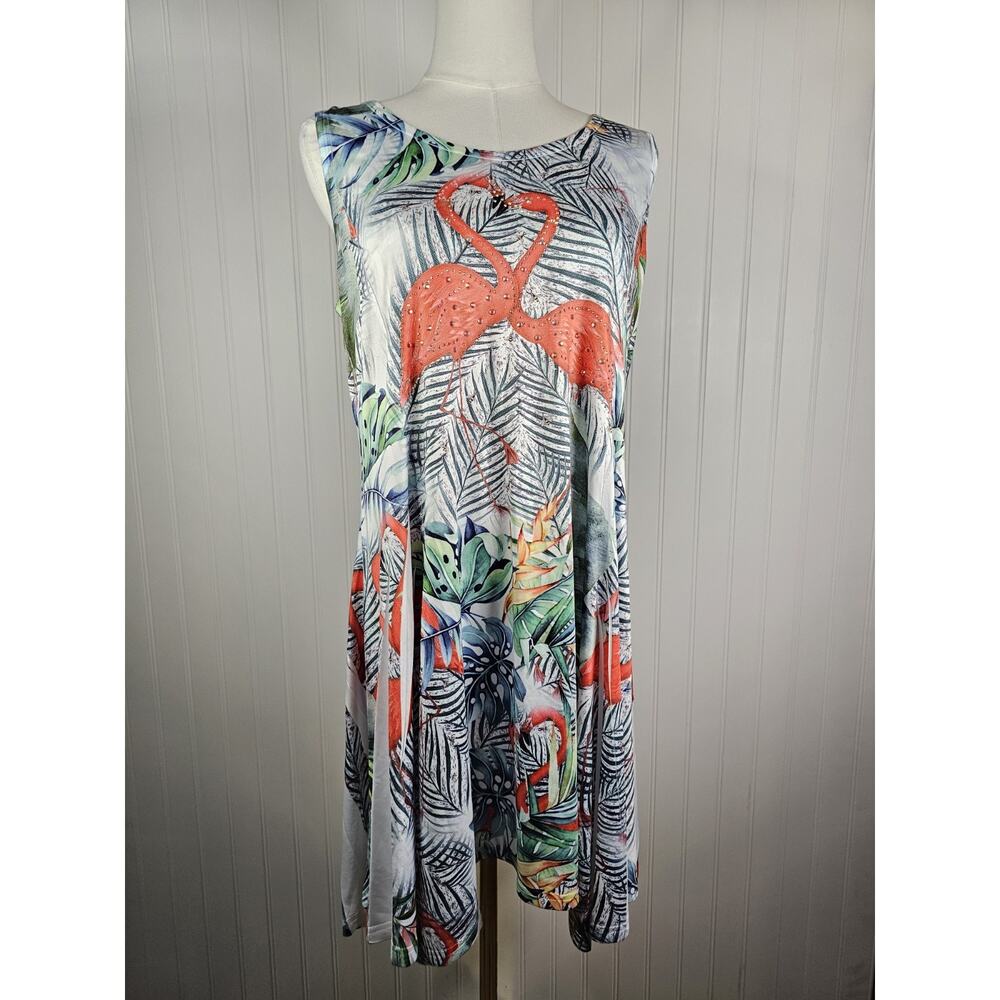 India Boutique‎ Pink Flamingo Tropical Dress Women's Size One Size Bohemian